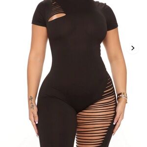 BNWT Fashion Nova Black Fitted Cut Out Romper